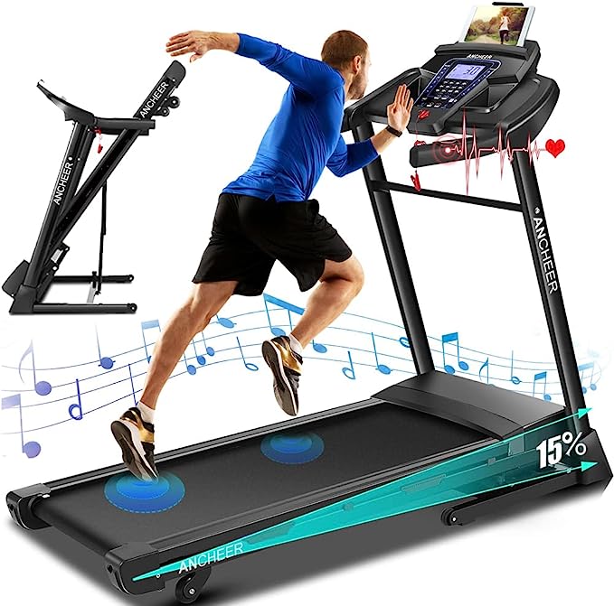 ANCHEER Treadmill, 3.25HP Folding Treadmills for Home with APP Control