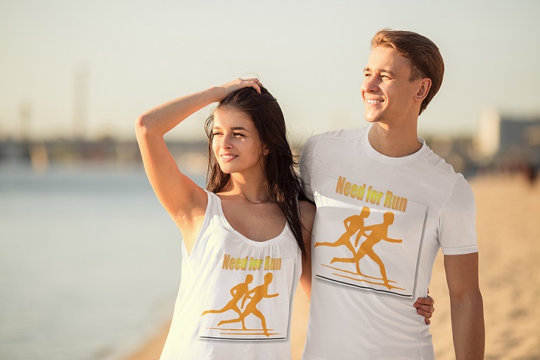Runners On the beach with Need For Run T-Shirts