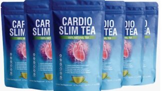 Cardio Slim Tea pouches shown together, a herbal tea supplement by CARDIOSLIM for adults interested in daily heart health and weight support routines.